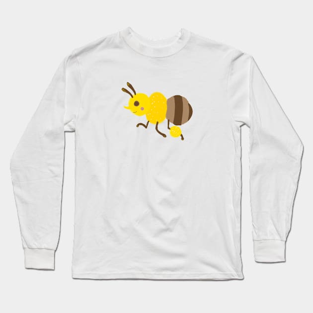 Cute Honey Bee Illustration Long Sleeve T-Shirt by LittleForest